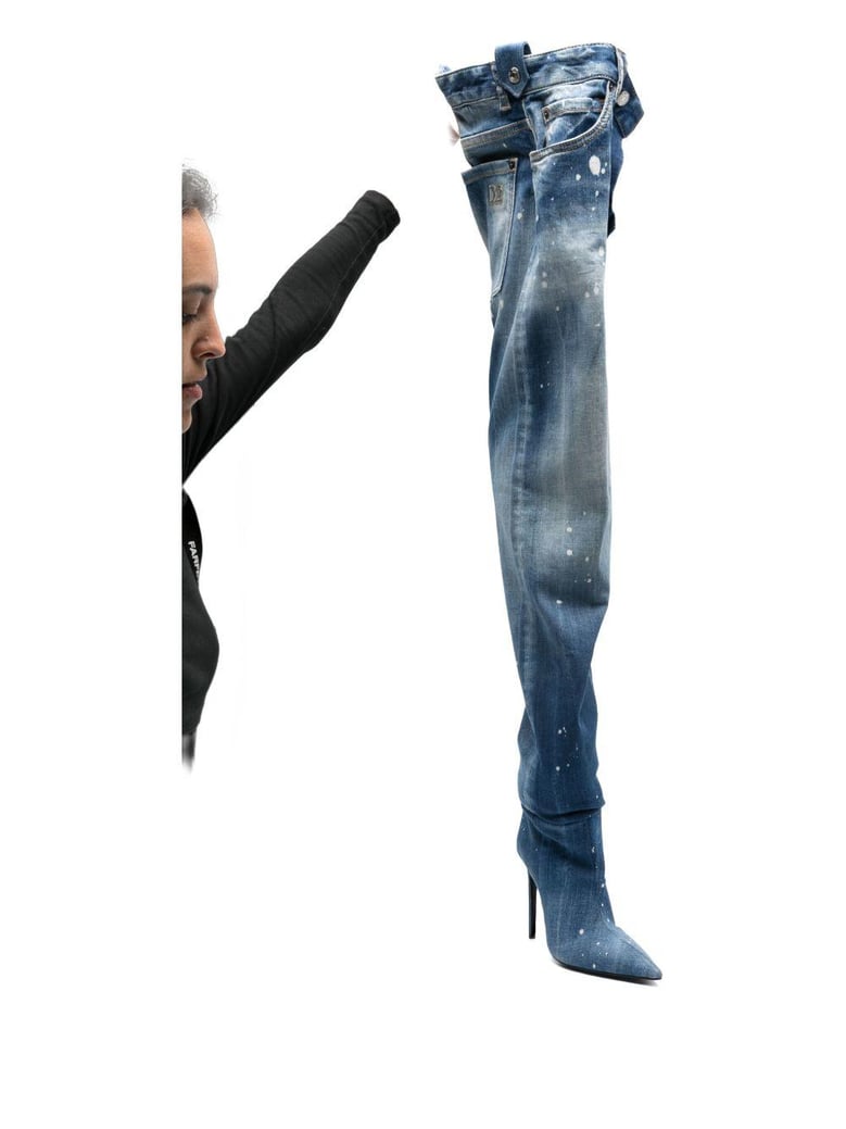 denim heel boots by Selfnex