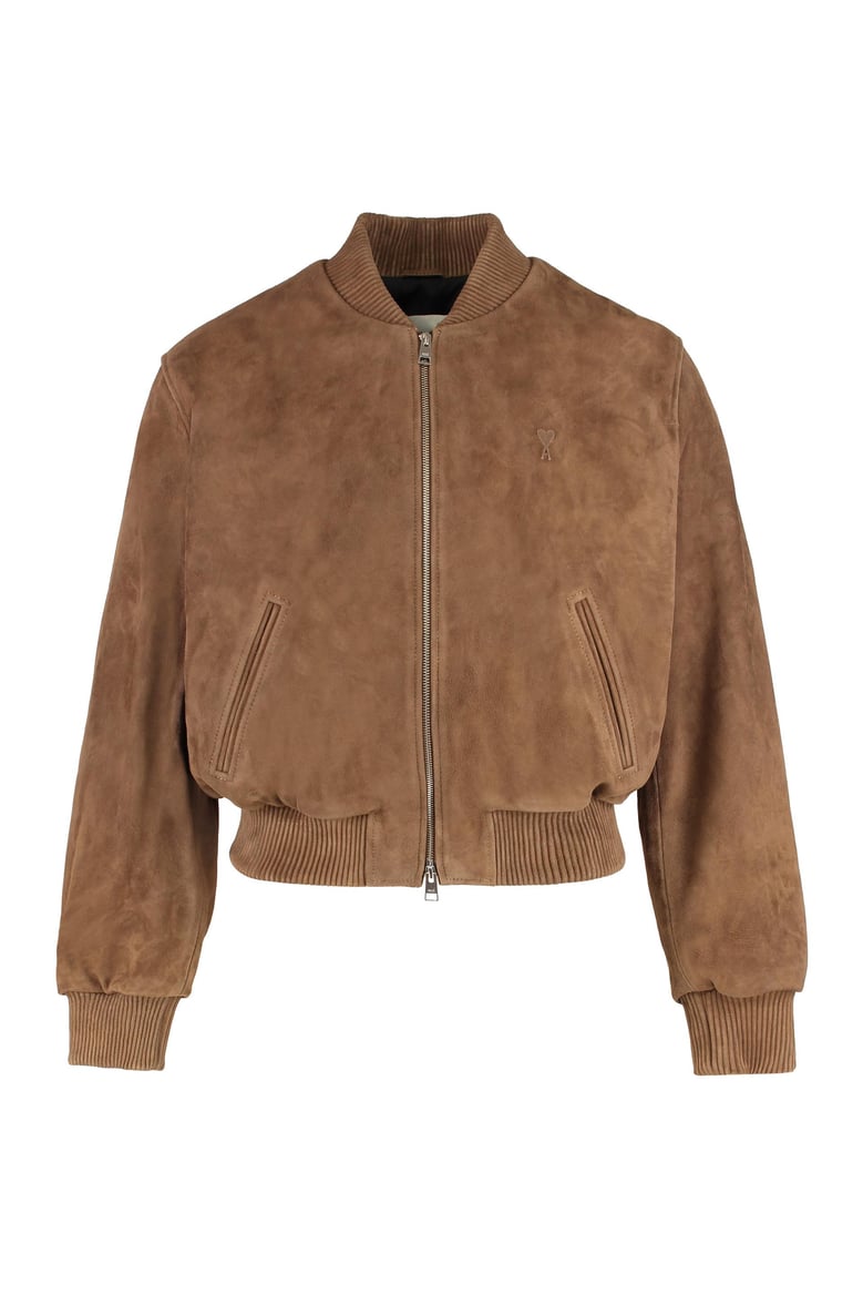 brown suede bomber jacket by Selfnex