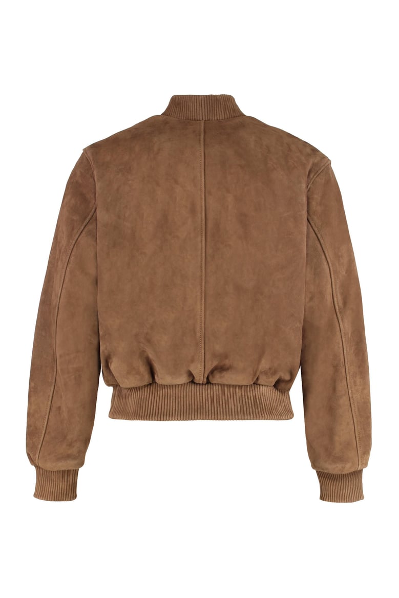 brown suede bomber jacket by Selfnex