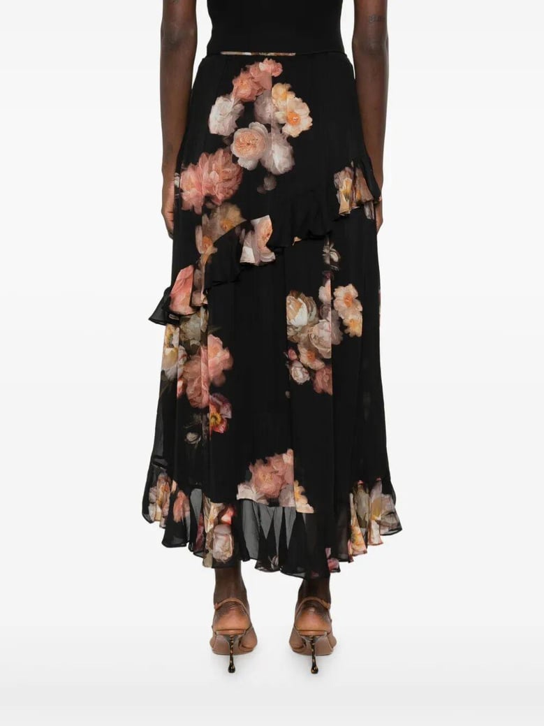 hypnotic asymmetric midi skirt by Selfnex
