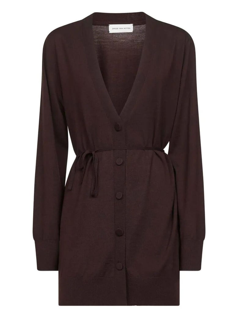 tibati long cardigan with thin belt by Selfnex