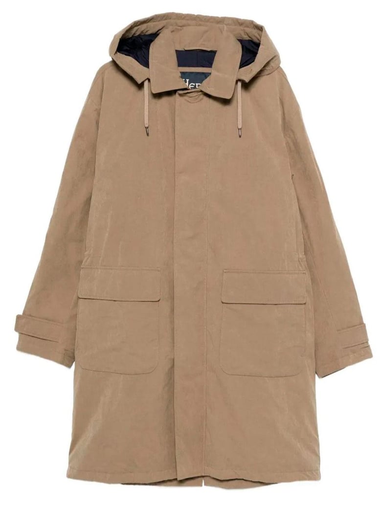 padded long parka with hood by Selfnex