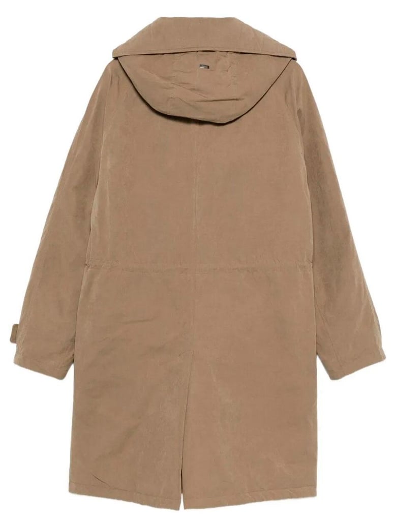 padded long parka with hood by Selfnex