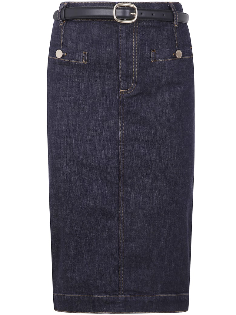 denim midi skirt by Selfnex