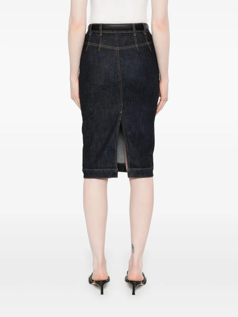 denim midi skirt by Selfnex