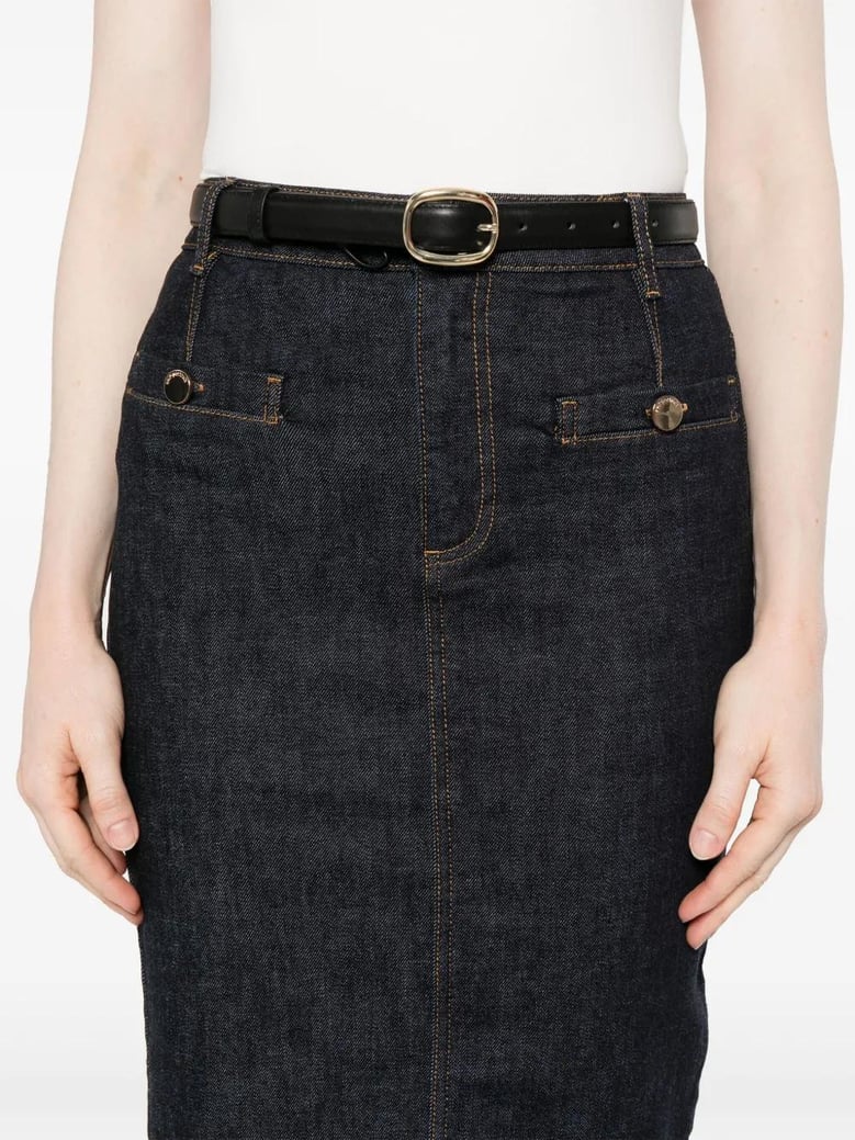 denim midi skirt by Selfnex