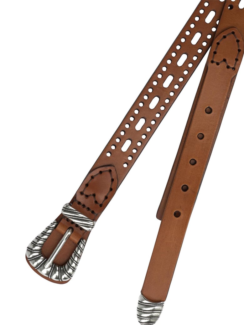 leather belt with perforated details by Selfnex