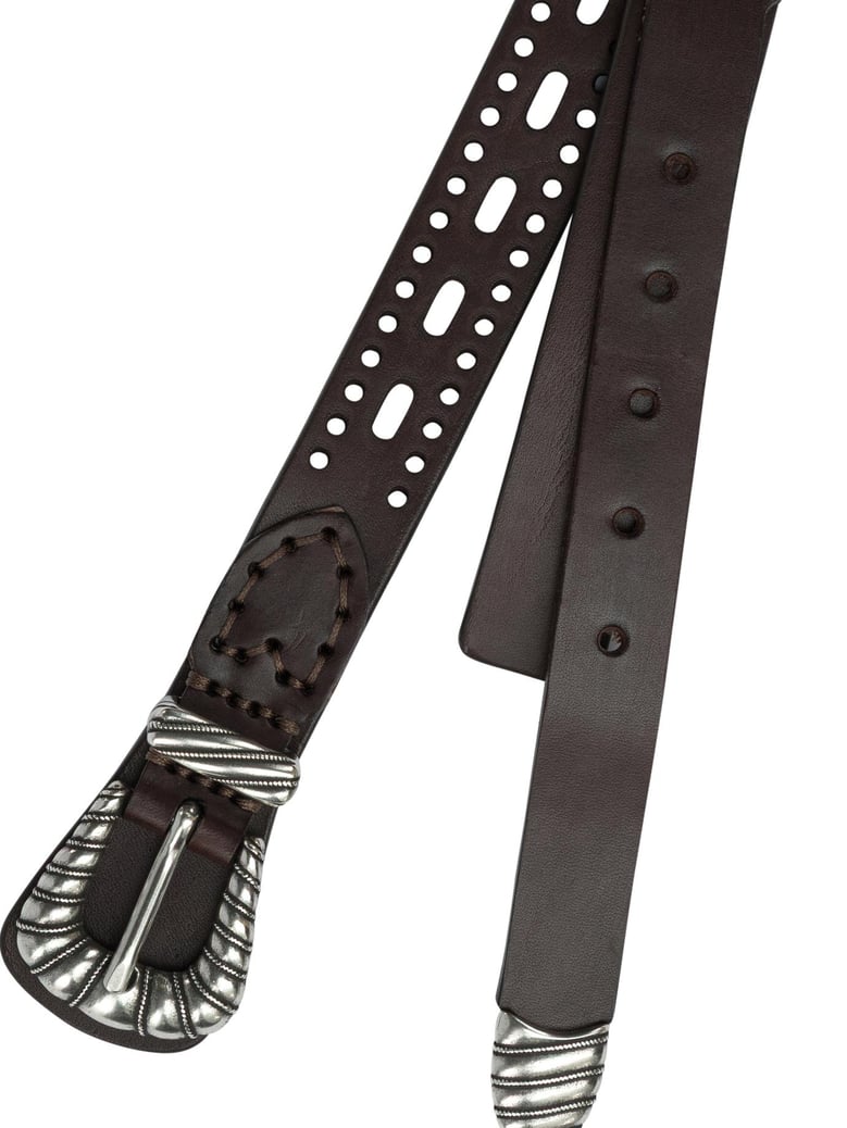 leather belt with perforated details by Selfnex