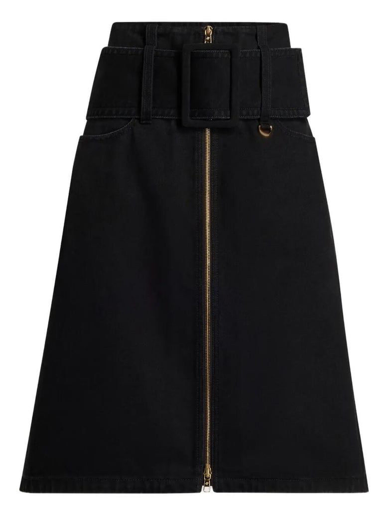 zipped midi belted skirt by Selfnex