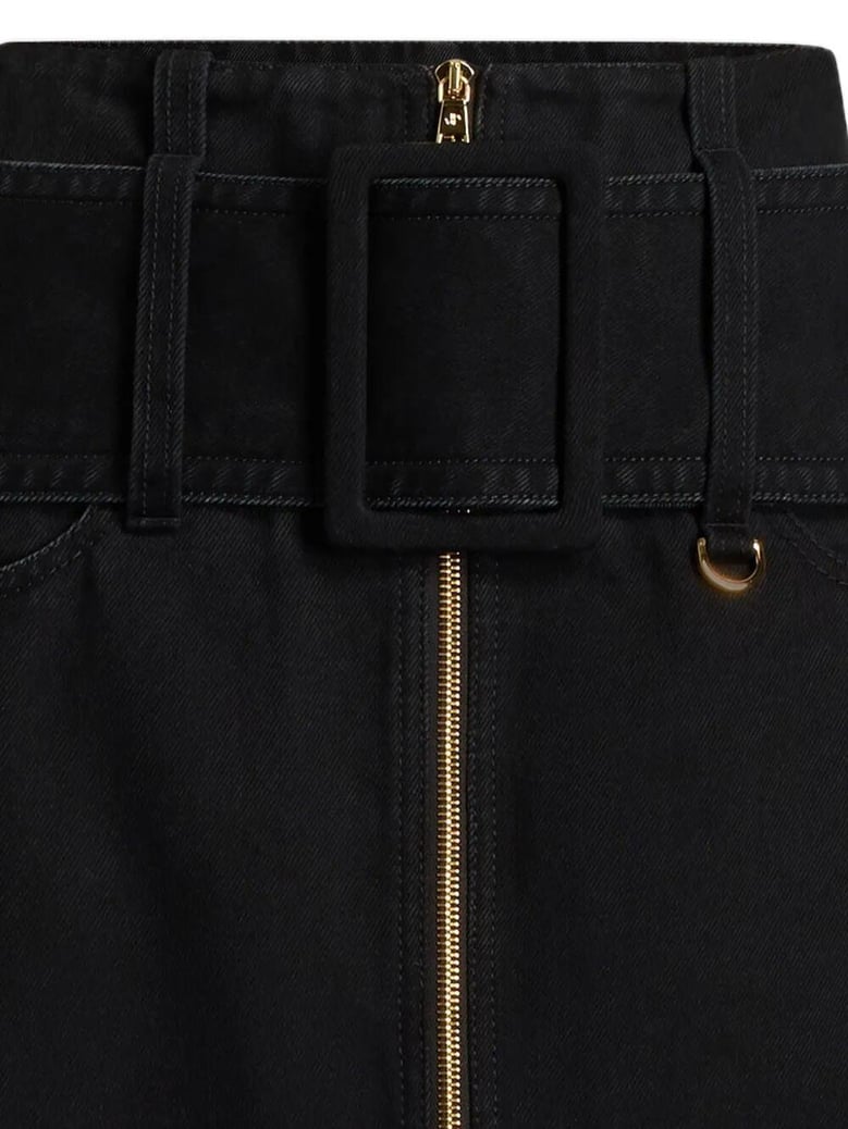 zipped midi belted skirt by Selfnex