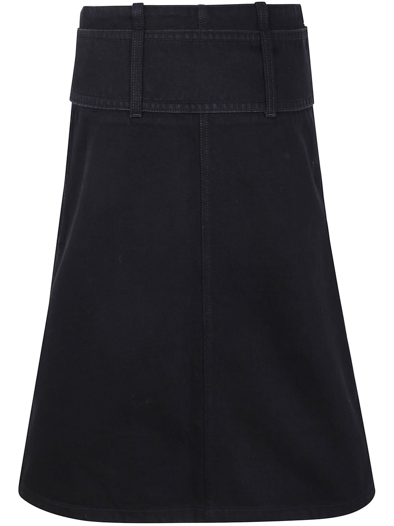 zipped midi belted skirt by Selfnex