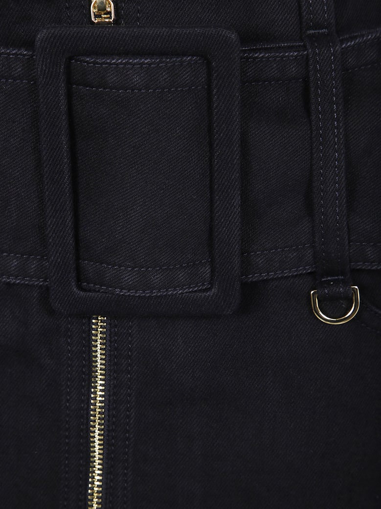 zipped midi belted skirt by Selfnex