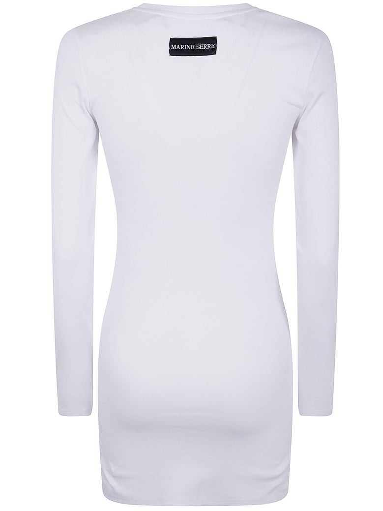 moon logo ribbed jersey long sleeves mini crewneck dress by Selfnex