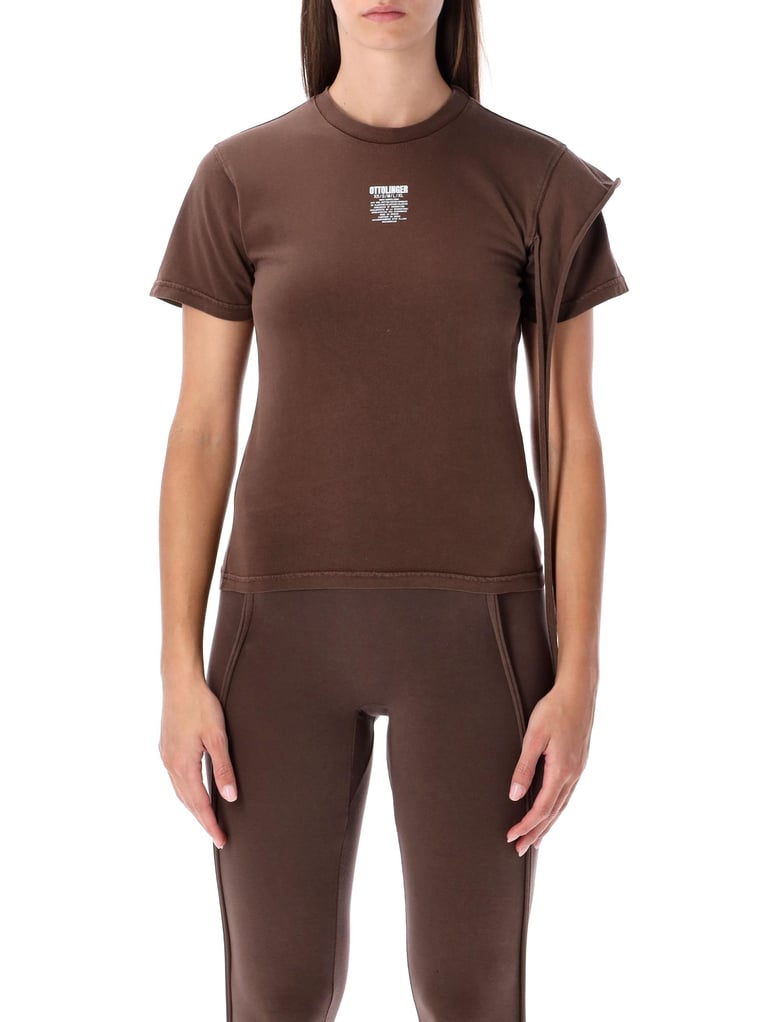 ottolinger fitted organic cotton brown t-shirt by Selfnex