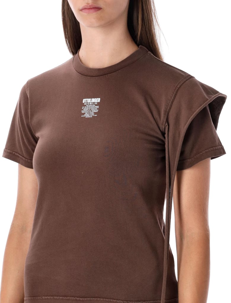 ottolinger fitted organic cotton brown t-shirt by Selfnex