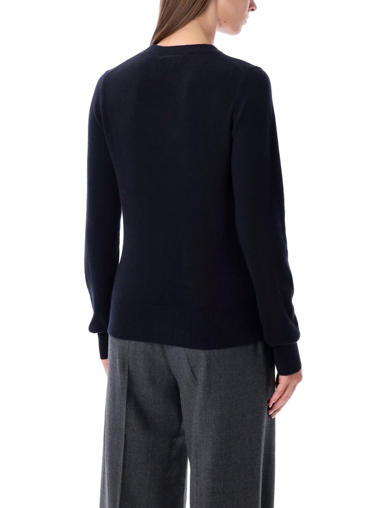 rhea navy blue wool cashmere crewneck sweater by Selfnex