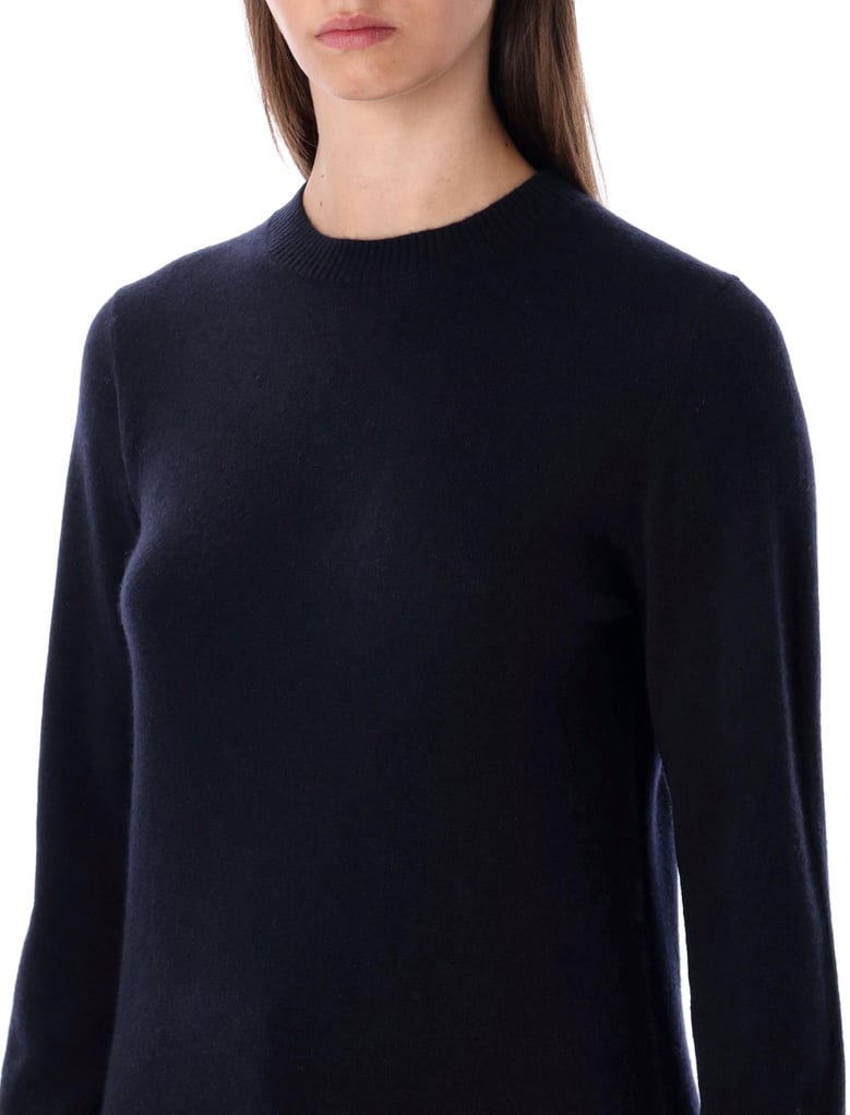 rhea navy blue wool cashmere crewneck sweater by Selfnex