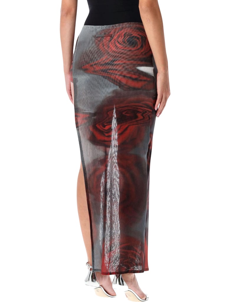 jean paul gaultier red blurry roses tulle skort by Selfnex