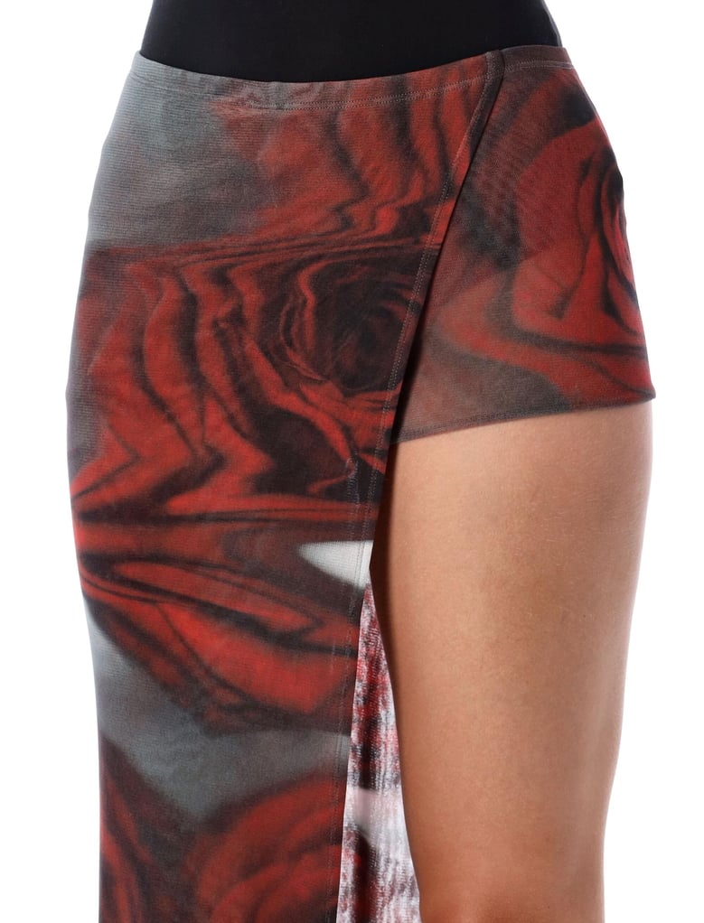 jean paul gaultier red blurry roses tulle skort by Selfnex
