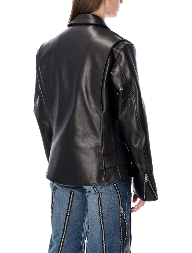 junya watanabe black leather biker jacket by Selfnex