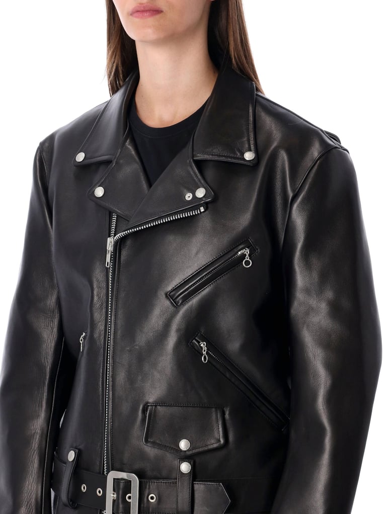 junya watanabe black leather biker jacket by Selfnex