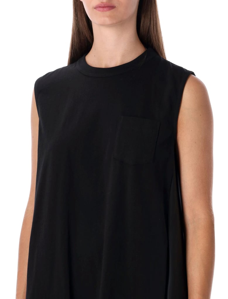 sacai short dress with contrasting pleated back by Selfnex