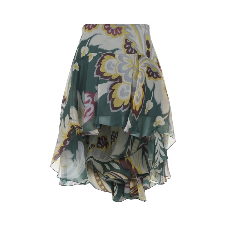 multicolor asymmetric silk mini skirt by Selfnex