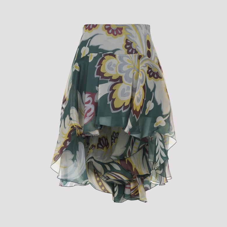 multicolor asymmetric silk mini skirt by Selfnex