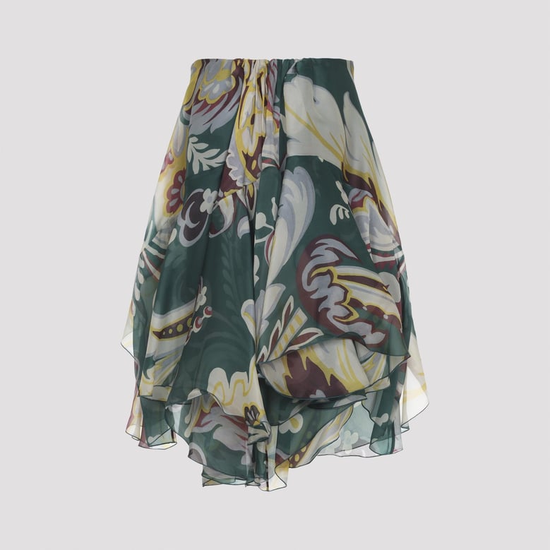 multicolor asymmetric silk mini skirt by Selfnex