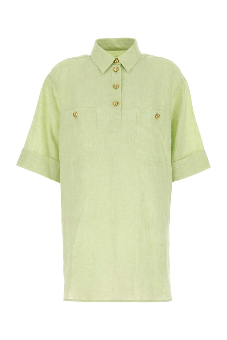 pastel green linen blouse by Selfnex
