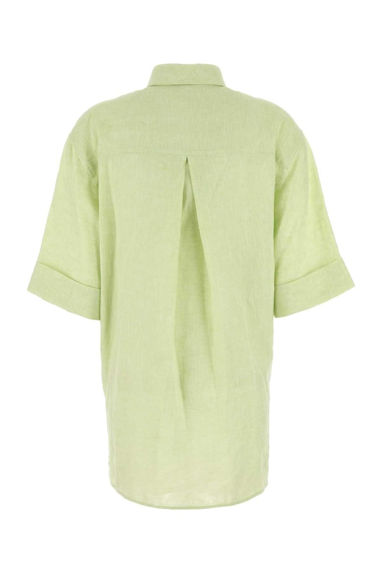 pastel green linen blouse by Selfnex