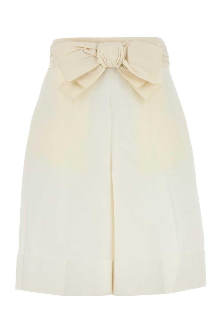 white cotton blend bermuda shorts by Selfnex