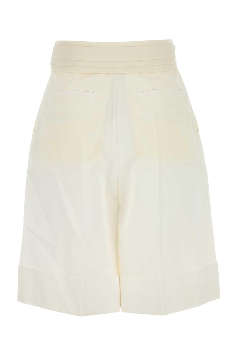 white cotton blend bermuda shorts by Selfnex