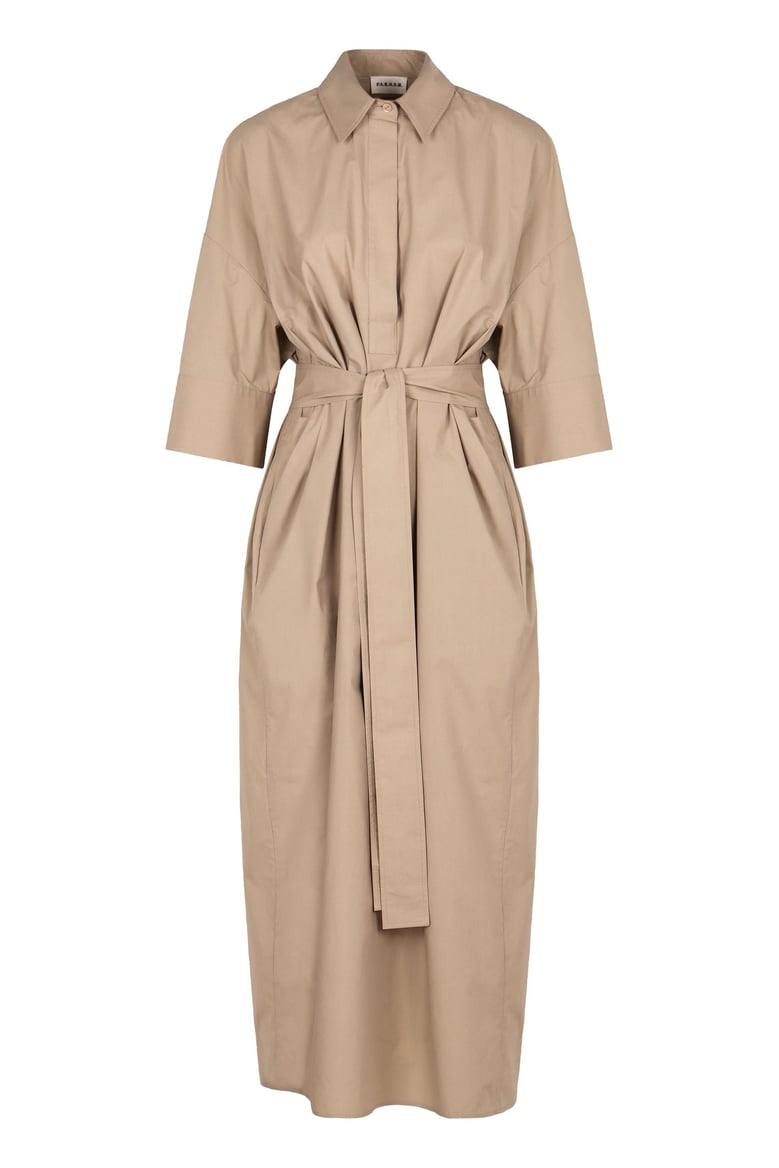 belted cotton dress by Selfnex