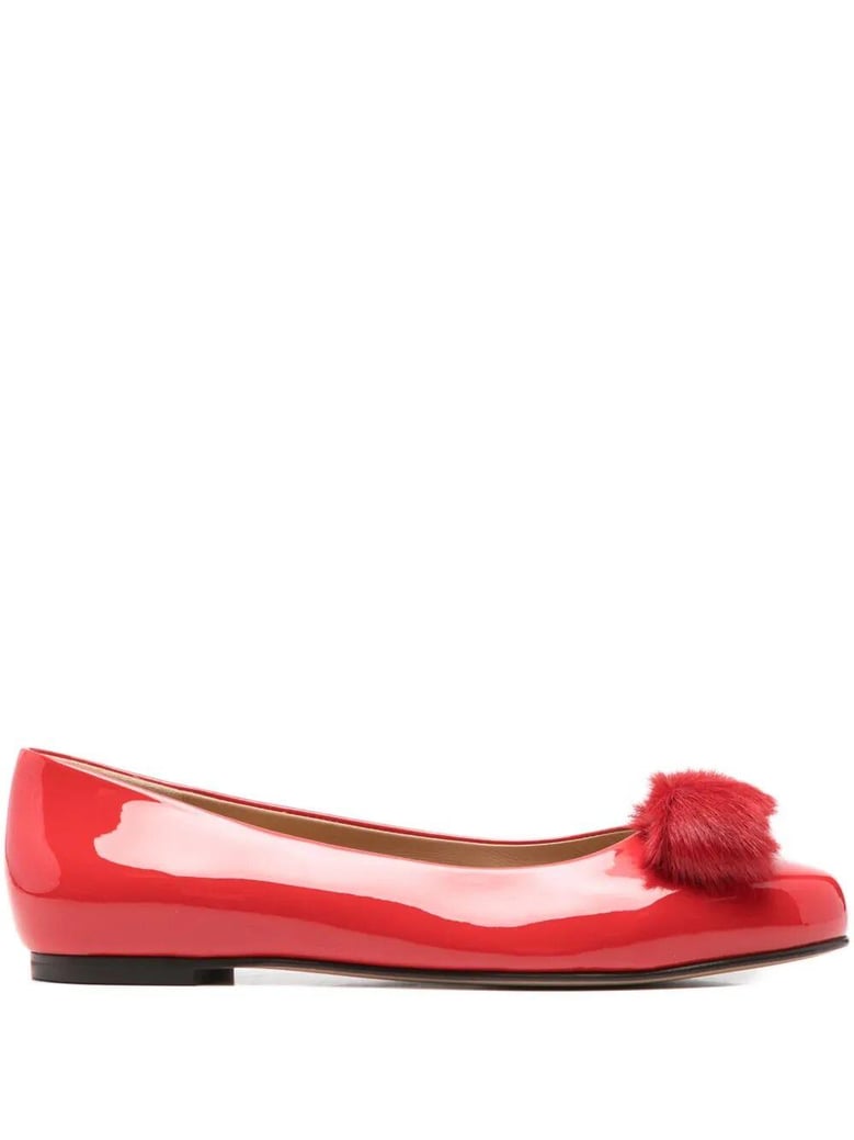varina fur patent leather ballet flats by Selfnex
