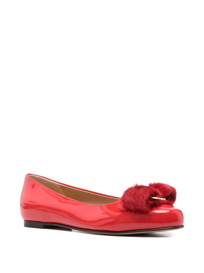varina fur patent leather ballet flats by Selfnex