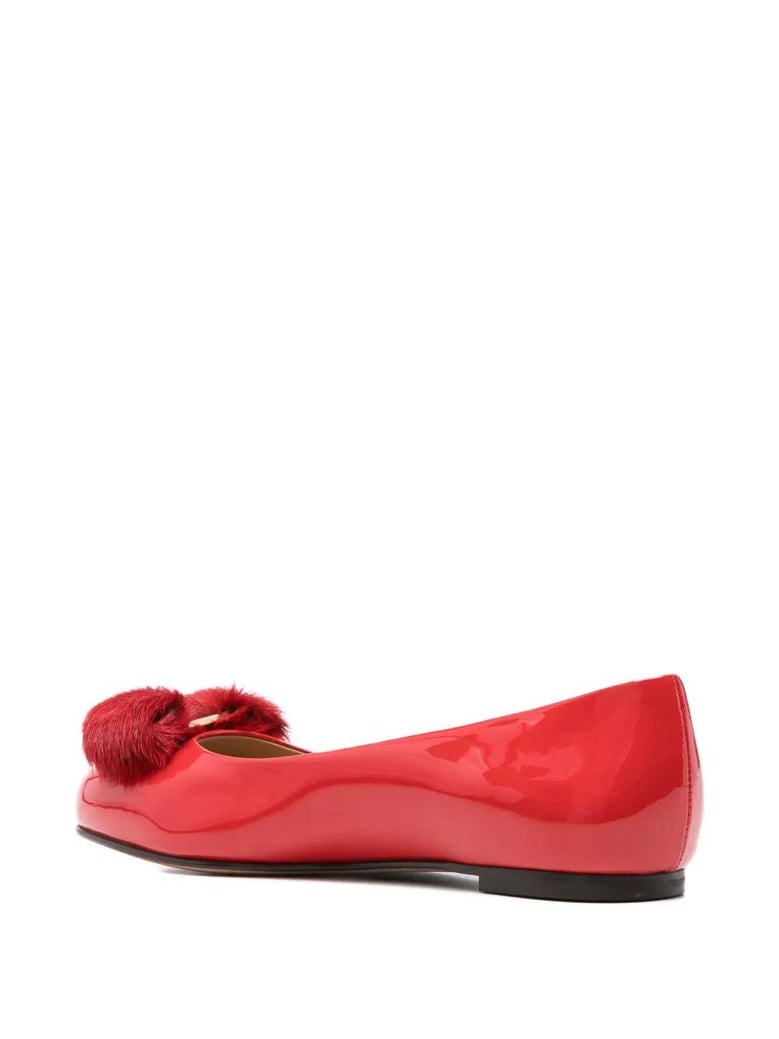 varina fur patent leather ballet flats by Selfnex