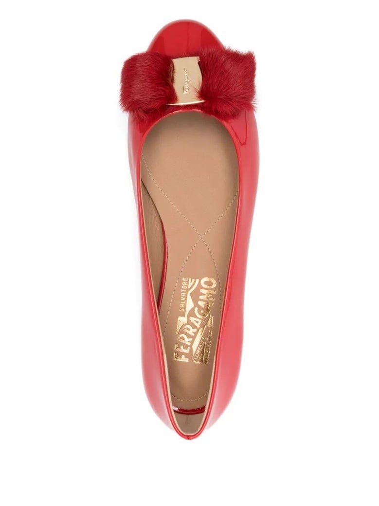 varina fur patent leather ballet flats by Selfnex