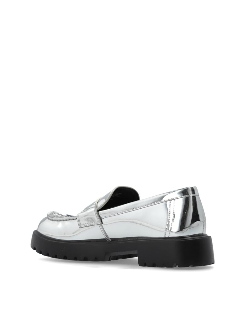mirrored metallic classic logo lug loafers by Selfnex