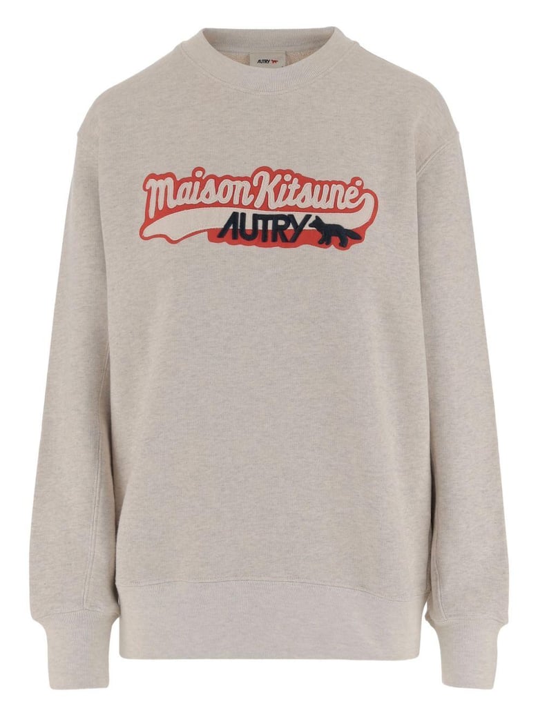 melange grey cotton autry x maison kitsunã© sweatshirt by Selfnex
