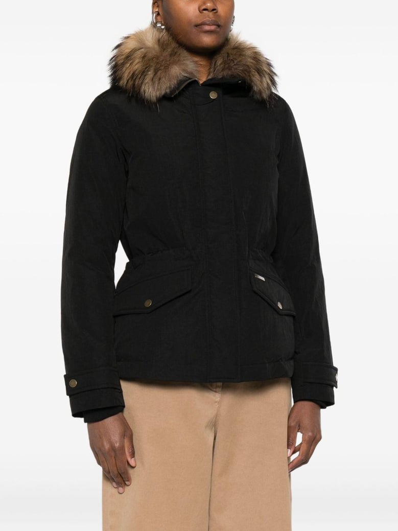 black polyester coat by Selfnex