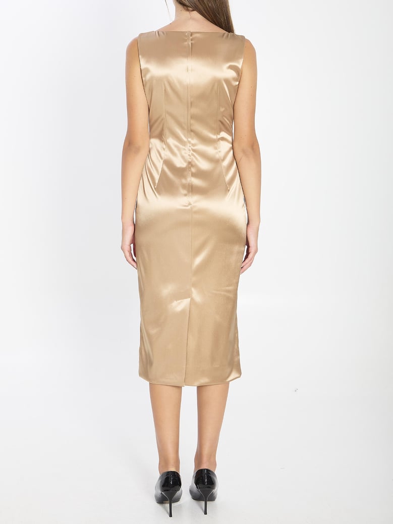 stretch satin long dress by Selfnex