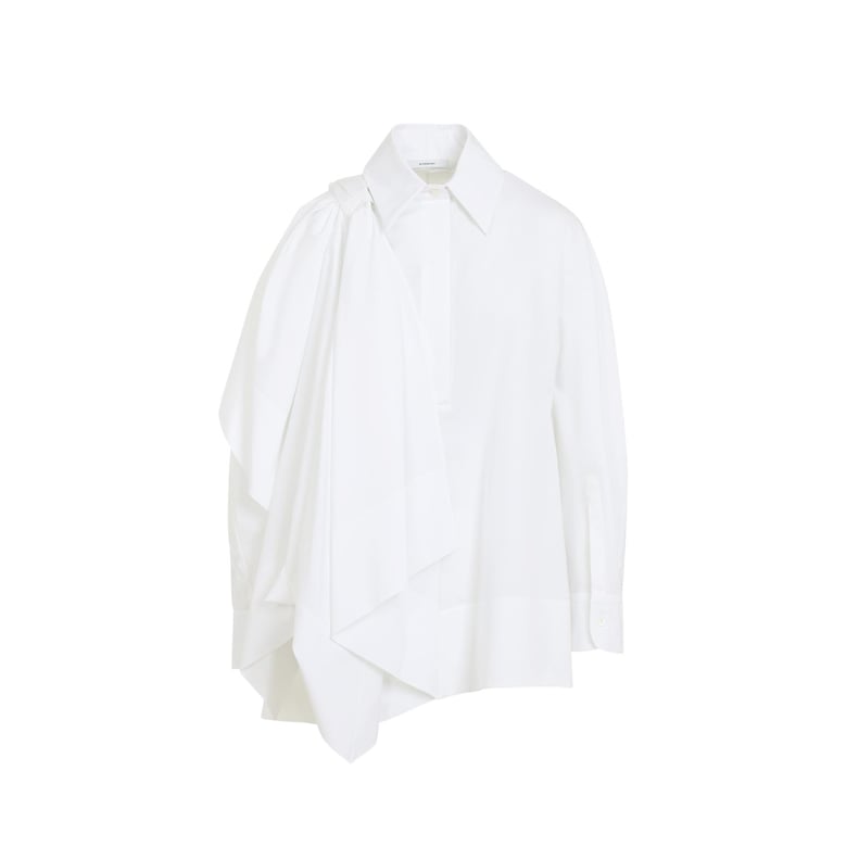 white cotton bow shirt by Selfnex