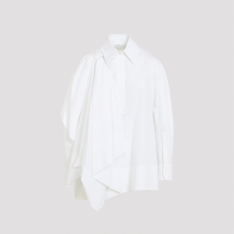 white cotton bow shirt by Selfnex