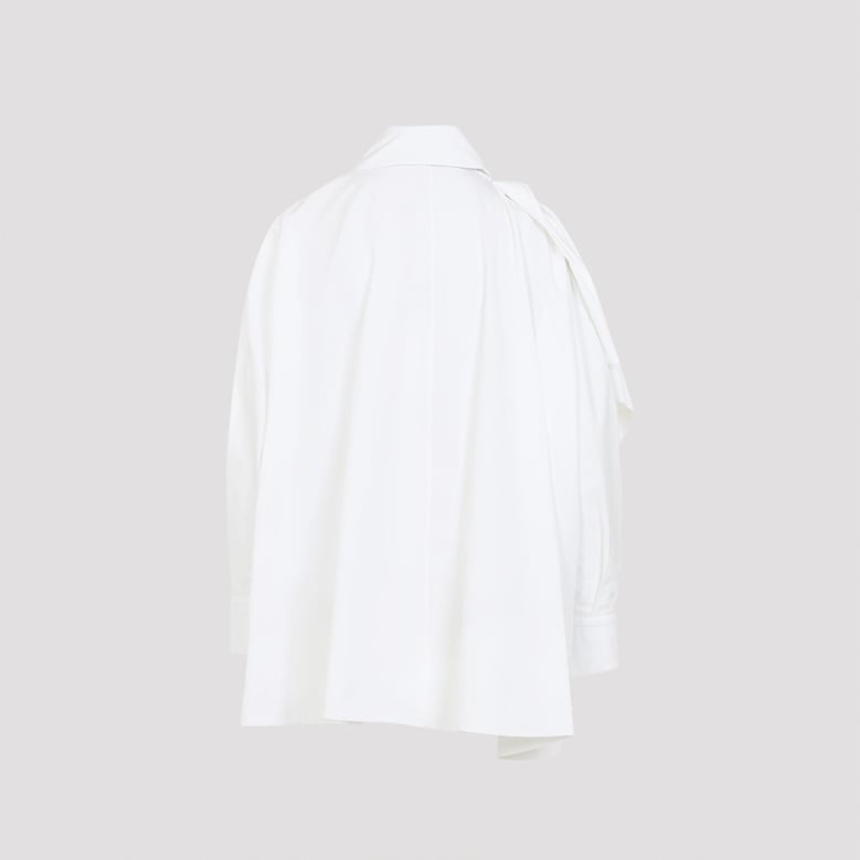 white cotton bow shirt by Selfnex