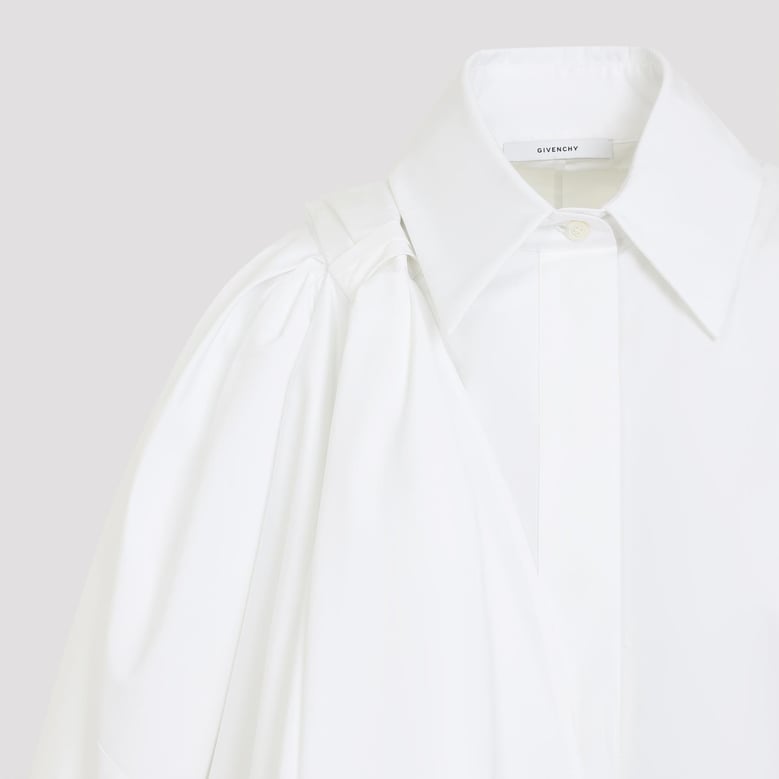 white cotton bow shirt by Selfnex