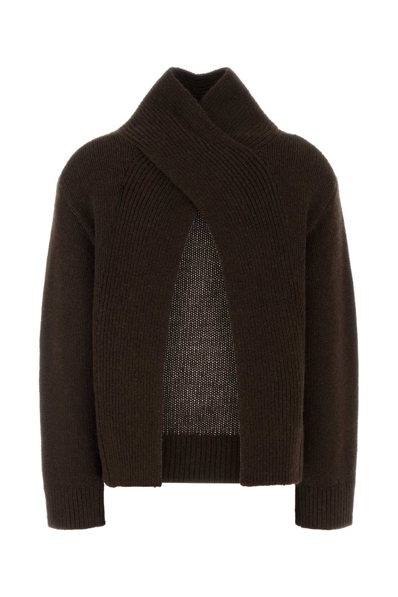 sueter marron abierto delante logo dorad by Selfnex