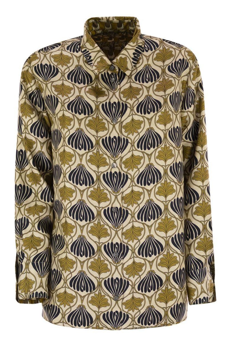 times reversible printed silk shirt by Selfnex