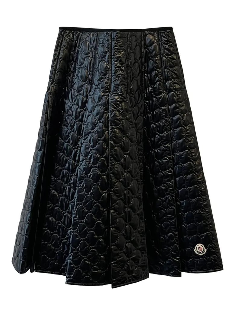 padded midi skirt with square quilting by Selfnex