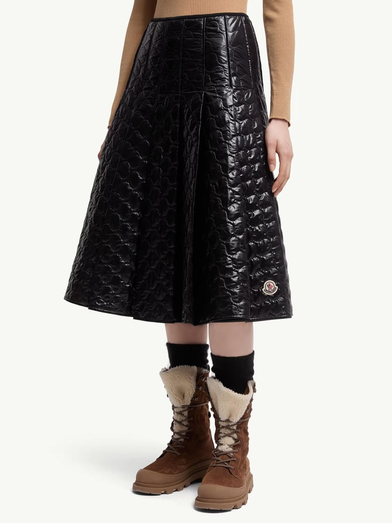 padded midi skirt with square quilting by Selfnex